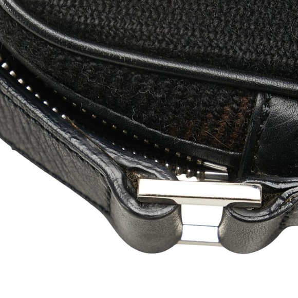 Burberry Check Wool Leather Crossbody Shoulder Bag Black - Picture 5 of 8